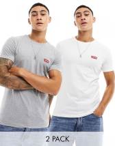 Levi's 2 pack t-shirts in black/white with baby boxtab logo | ASOS