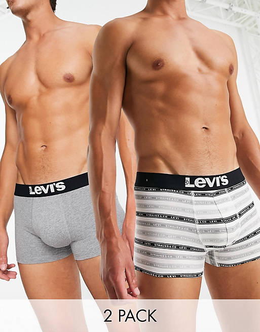 Levi's 2 pack logo stripe trunks in grey
