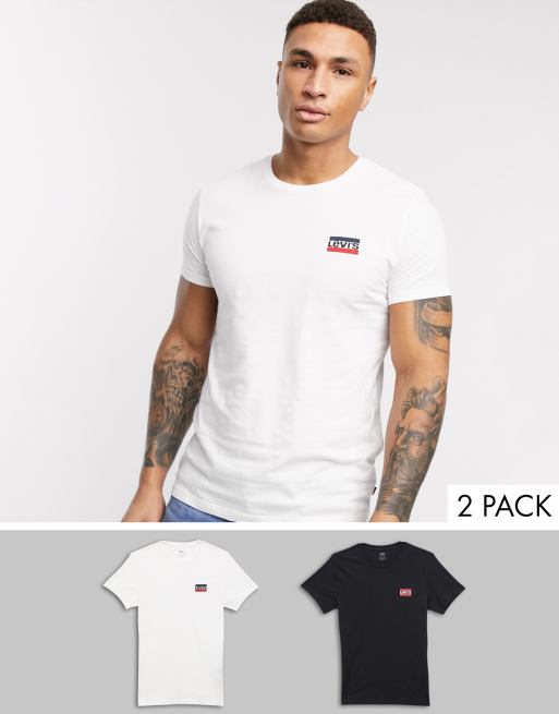 Levi s 2 pack logo t shirt in white black ASOS