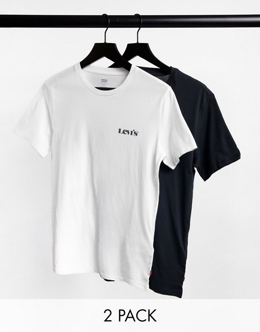 Levi's 2 pack modern vintage logo t-shirt in white/black
