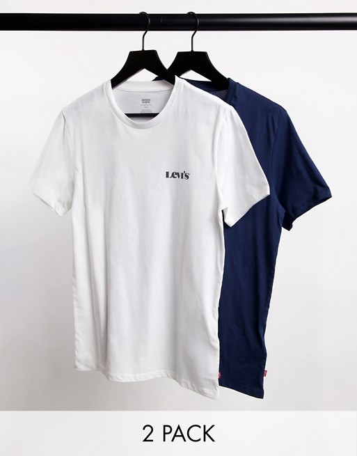 Levi's 2 pack modern vintage logo t-shirt in white/dress blues