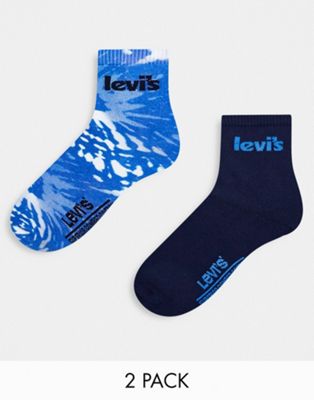 Levi's 2 pack sport socks in navy/tie dye with poster logo