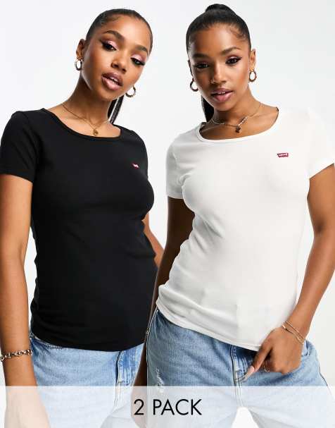 Levi's 2 pack t-shirt in white and black with logo - view 1