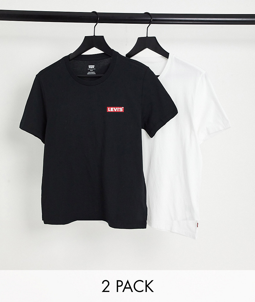 Levi’s 2 pack t-shirt in white/black with babytab logo
