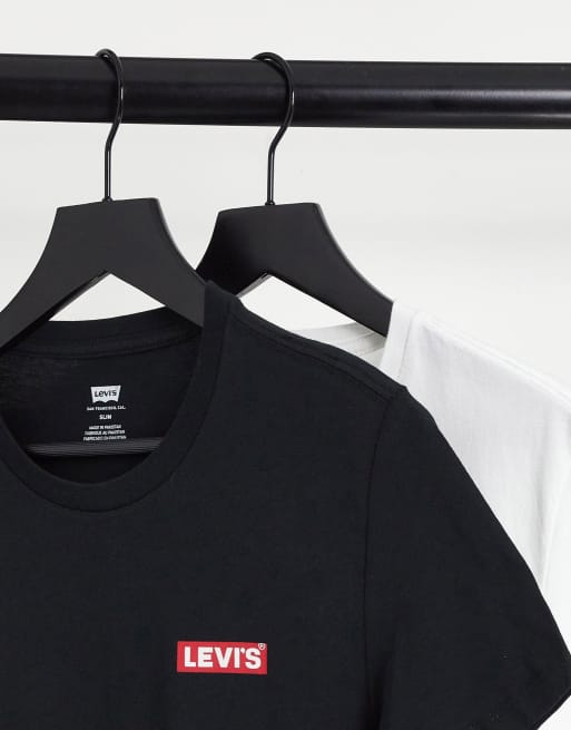 Levi s 2 pack t shirt in white black with babytab logo