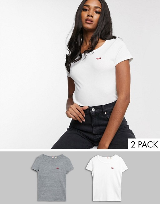 Levi's 2 pack t-shirt in white & grey