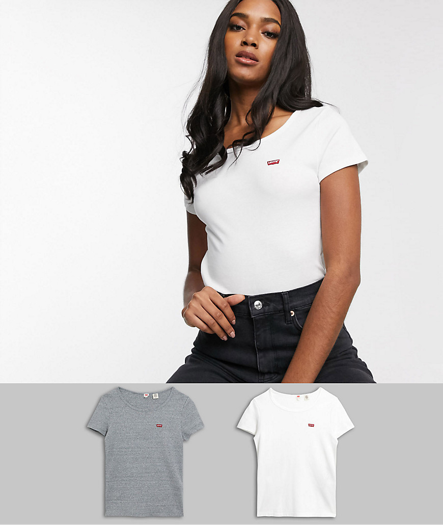 Levi's 2 pack t-shirt in white & grey-Multi