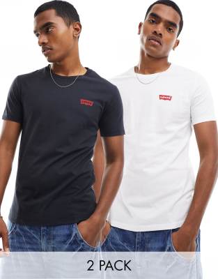 Levi's 2 pack t-shirts in black/white with baby boxtab logo