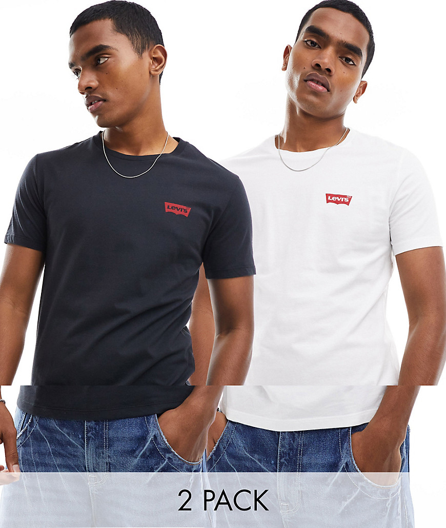 Levi’s 2 pack t-shirts in black/white with baby boxtab logo-Multi