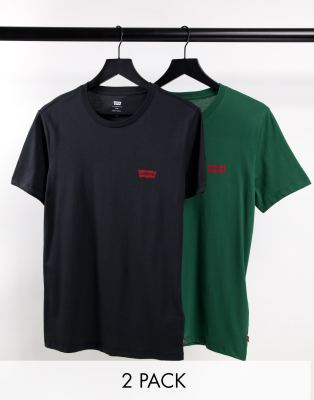 Levi's Levi's 2 pack t-shirts in green/black with batwing logo exclusive to ASOS