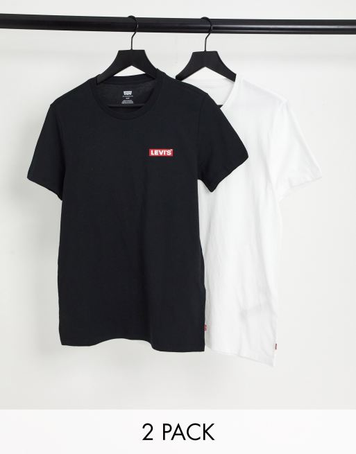 Levi's 2-pack tab logo T-shirts in black and white