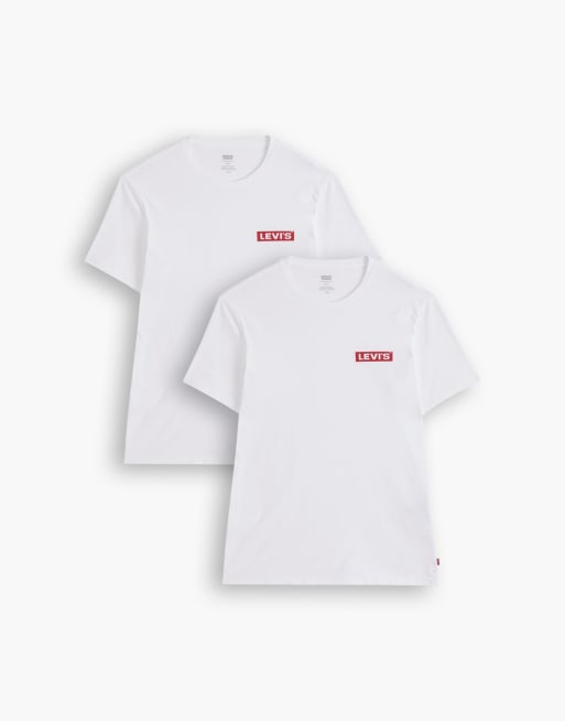 Levi's 2-pack tab logo T-shirts in navy and white