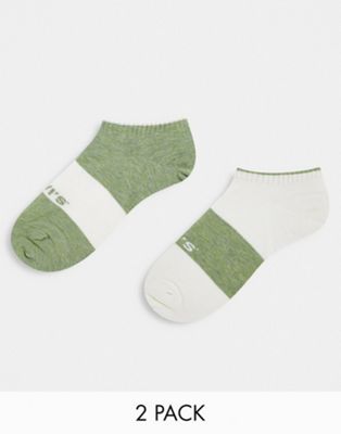 Levi's 2 pack trainer socks in green/white with poster logo