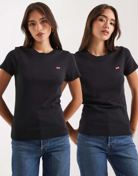 Levi's – 2er-Pack Basic-T-Shirts in Schwarz mit Logo - view 1