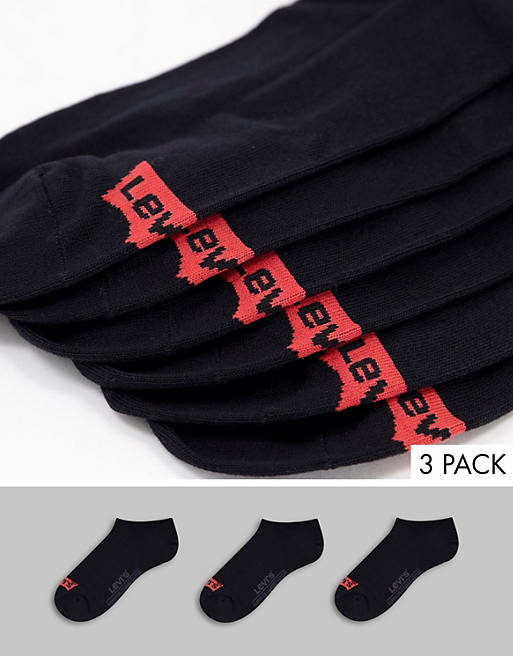 Levi's 3 pack lowcut batwing socks in black