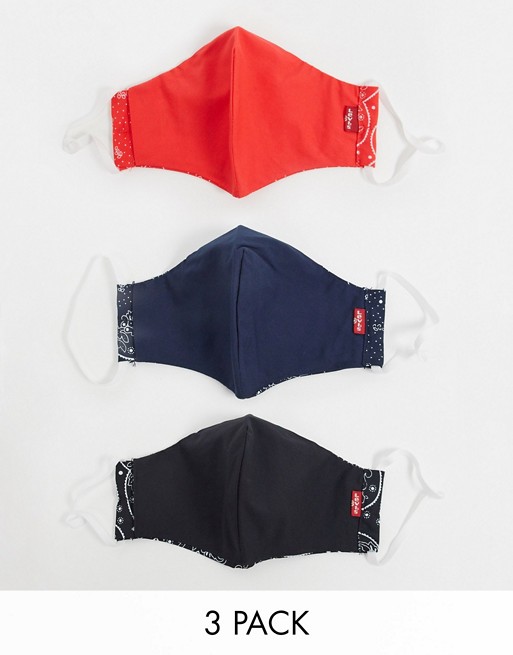 Levi's 3-pack reusable face covering in bandana multi