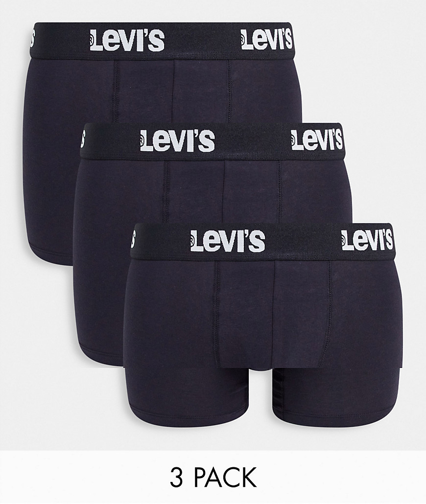 levi's 3 pack trunks in black with contrasting logo waistband