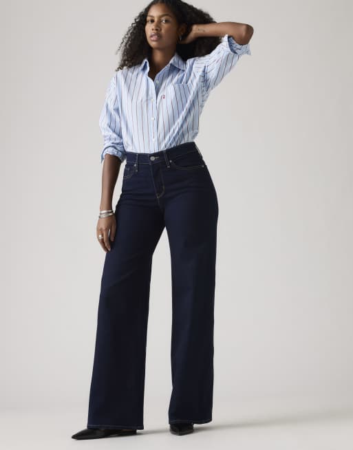 Levi's – 318 – Figurformende Jeans in Blau mit weitem Bein, 3 von 4