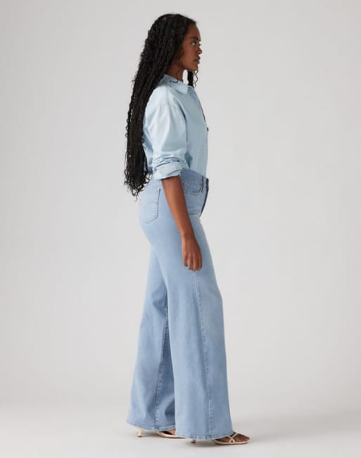 Levi's 318 jeans wide leg modellanti in blu chiaro, 4 di 4
