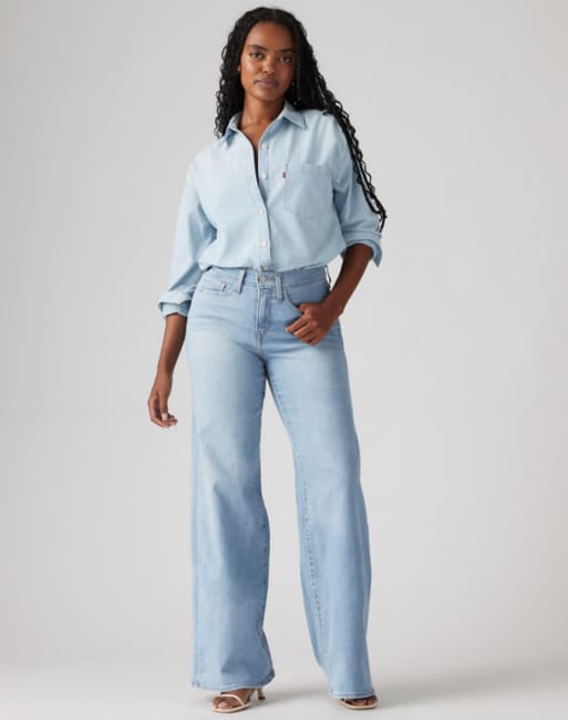 Levi's 318 jeans wide leg sculptants bleu clair, 3 de 4