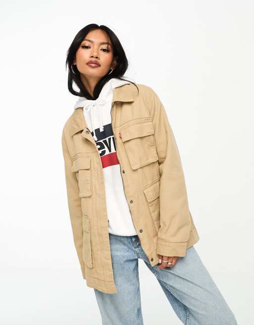 Levi s 4 pocket belted denim jacket in beige ASOS