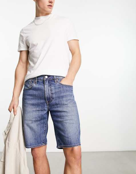 Levi's - 405 - Denim short met normale pasvorm in blauw met wassing - view 1