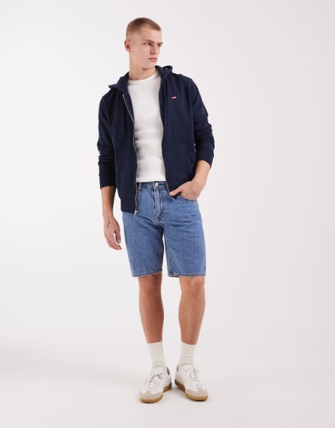 Levi's 405 standard denim shorts in mid blue - view 1