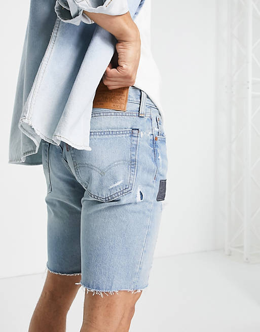 Levi's 405 standard fit denim shorts in light indigo wash | ASOS