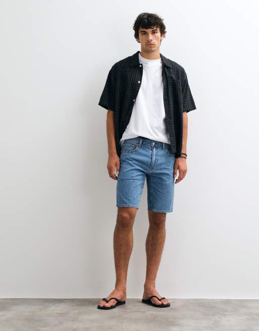Levi's 405 standardowe jeansowe szorty w paski, średni niebieski, 2 z 5