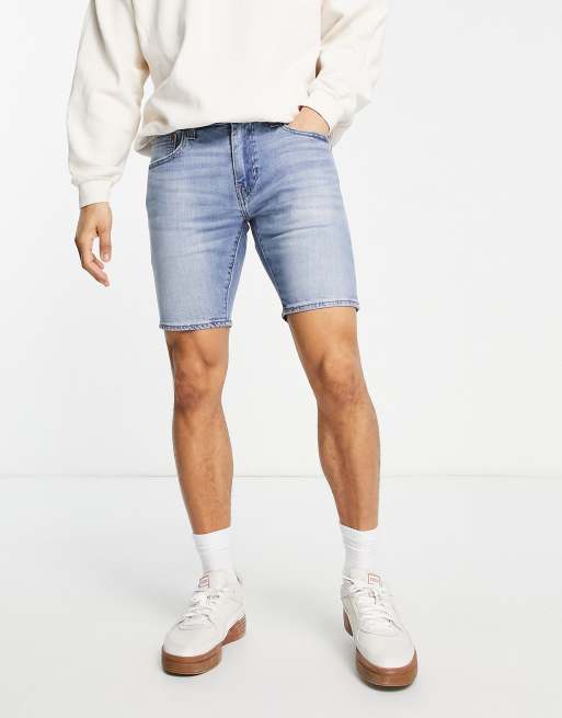 Levi's 412 slim fit denim shorts in light blue wash | ASOS