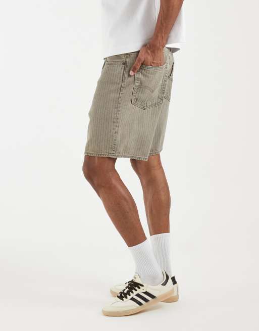 Levi's - 468 - Beige løstsiddende denimshorts med tonede striber, 2 af 5