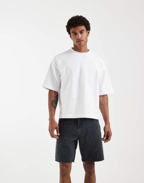 Levi's – 468 – Czarne luźne szorty jeansowe w paski - view 1