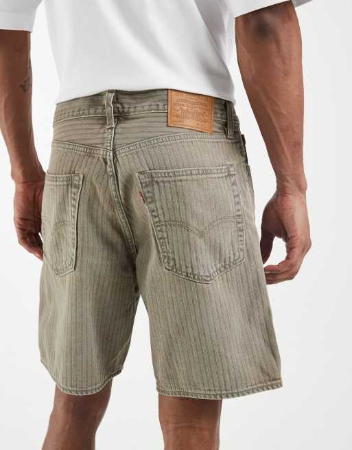 Levi's 468 loose denim shorts in stone tonal stripe, 5 of 5