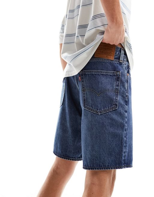 Levi's 468 stay loose denim shorts raishma in mid blue wash
