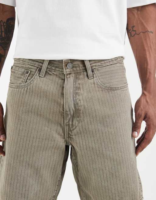 Levi's – 468 – Szorty jeansowe o luźnym kroju w szarobeżowe paski, 3 z 5