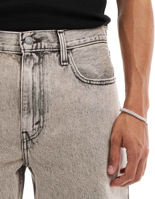 Levi's 469 loose denim shorts in acid wash grey | ASOS