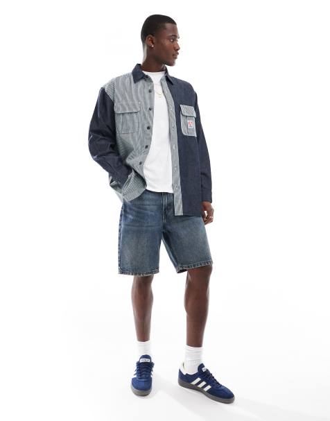 Levi's 469 - Losvallende denim short in donkerblauw - view 1