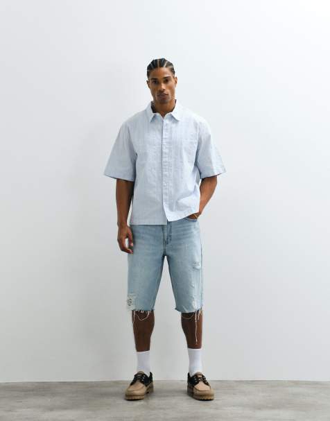 Levi's - 469 - Løstsiddende denimshorts med flænger i lyseblå vask - view 1