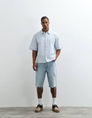Levi's - 469 - Short ample en jean déchiré - Bleu clair délavé