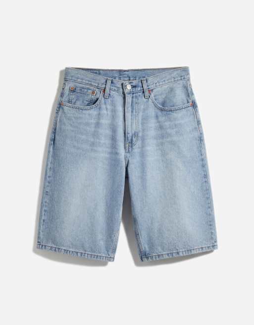 Levi's – 470 – Mörkblå, tvättade, baggy jeansshorts, 6 av 7