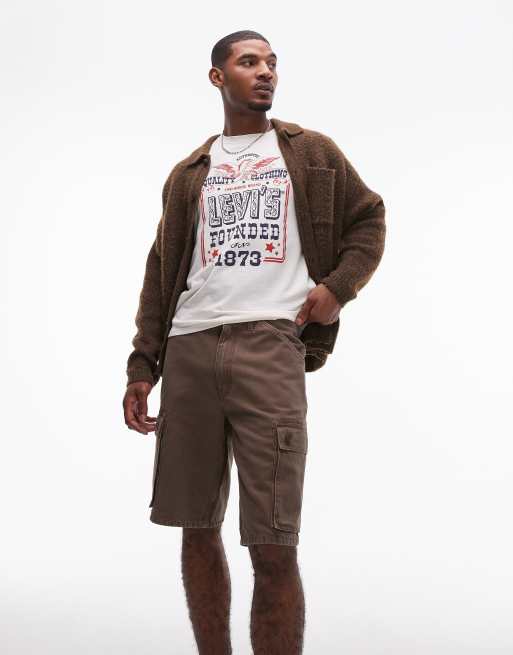 Levi's 478 Baggy cargo overdyed denim shorts in tan