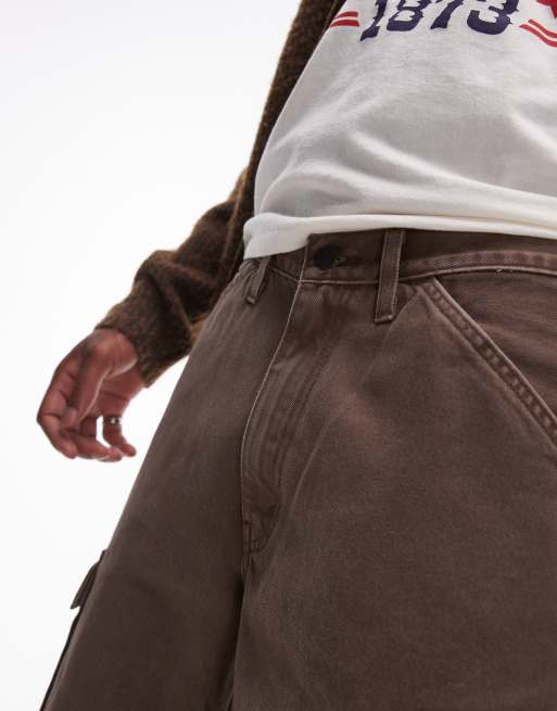 Levi's 478 Baggy cargo overdyed denim shorts in tan