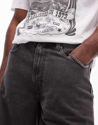 Levi's 468 Loose Denim Shorts In Washed Black