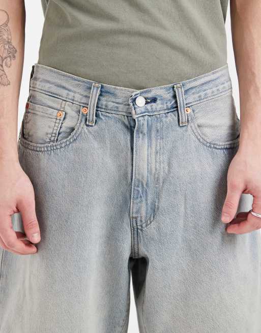 Levi's 478 shorts in denim baggy lavaggio vintage chiaro, 5 di 5