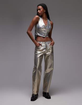 Levi's 501 90s Ankle Length Metallic Jeans In Gold - Part Of A Set