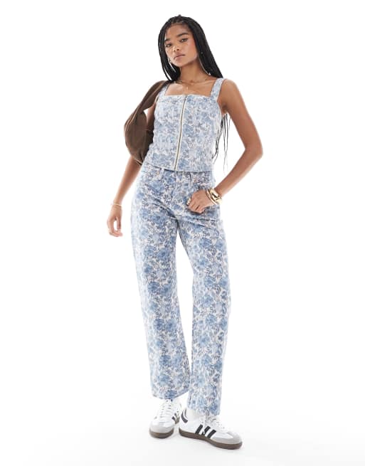 Levi's 501 '90s denim ankle length jeans in blue floral - part of a set