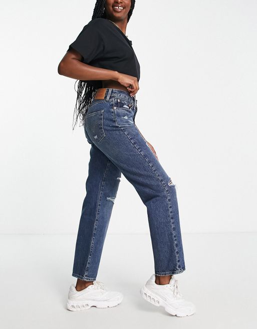 Levi's 501 90s distressed jeans in mid wash blue | ASOS