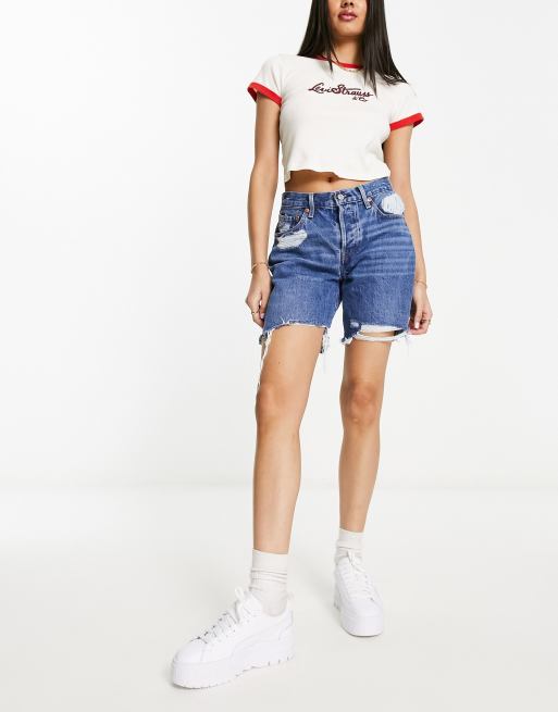 Levi's 501 mid on sale rise denim shorts