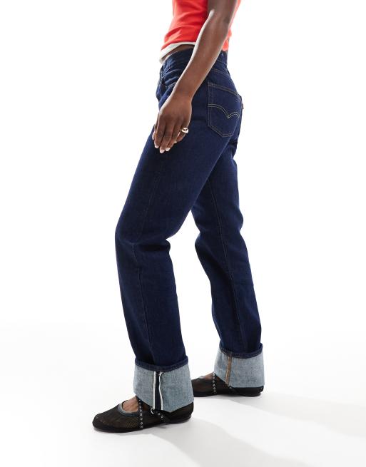 Levi s 501 90s fit selvedge cuff detail jeans in dark blue ASOS