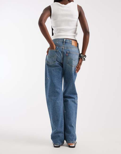 Levi's 501 90s jeans med lige ben og pynt i blå, 3 af 5
